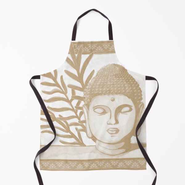 Item preview, Buddha Head Statue with Palm Fronds Watercolor - Dove + Fawn designed and sold by Irene Estelle.