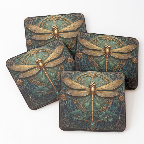 Item preview, Elegant art nouveau golden dragonfly designed and sold by hollycooper.