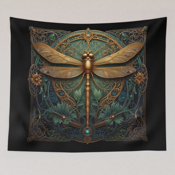 Item preview, Elegant art nouveau golden dragonfly designed and sold by hollycooper.