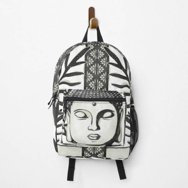 Item preview, Buddha Head Statue with Palm Fronds Watercolor - Coal + Tea designed and sold by Irene Estelle.
