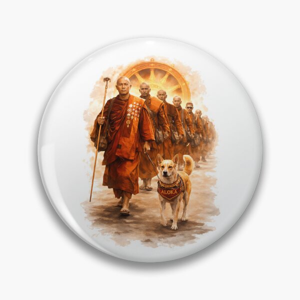 Item preview, Aloka Dog Walk for Peace Buddhist Monk & Dog with Dharmachakra designed and sold by Har-vee.