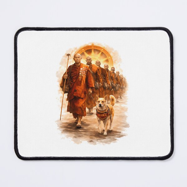 Item preview, Aloka Dog Walk for Peace Buddhist Monk & Dog with Dharmachakra designed and sold by Har-vee.