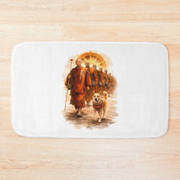 Item preview, Aloka Dog Walk for Peace Buddhist Monk & Dog with Dharmachakra designed and sold by Har-vee.