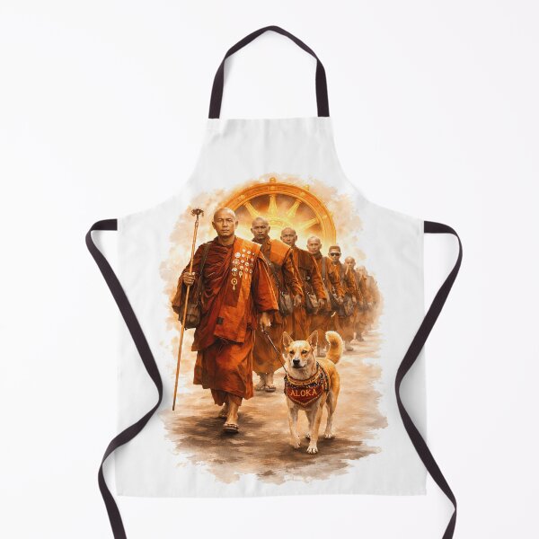 Item preview, Aloka Dog Walk for Peace Buddhist Monk & Dog with Dharmachakra designed and sold by Har-vee.