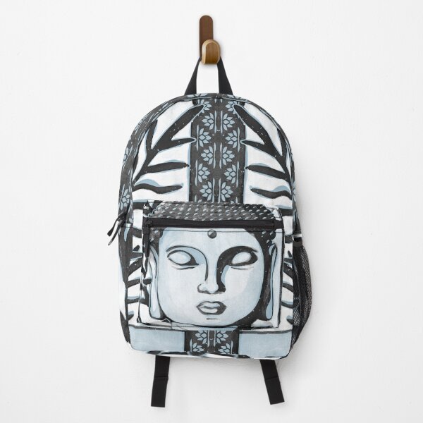 Item preview, Buddha Head Statue with Palm Fronds Watercolor - Coal + Sky designed and sold by Irene Estelle.