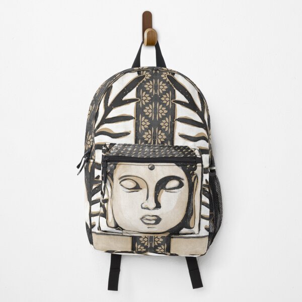 Item preview, Buddha Head Statue with Palm Fronds Watercolor - Coal + Fawn designed and sold by Irene Estelle.