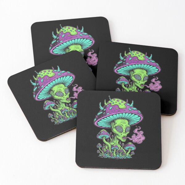 Item preview, Trippy Alien Mushroom Trip - Psychedelic Neon Space Art Sticker designed and sold by Stone-T .