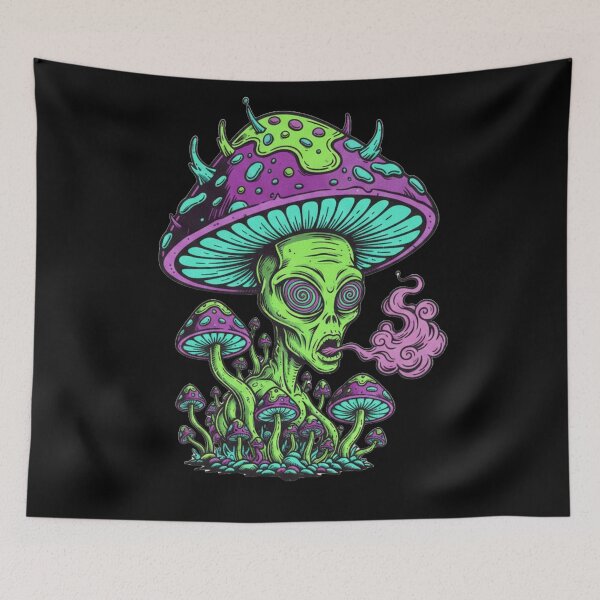 Item preview, Trippy Alien Mushroom Trip - Psychedelic Neon Space Art Sticker designed and sold by Stone-T .