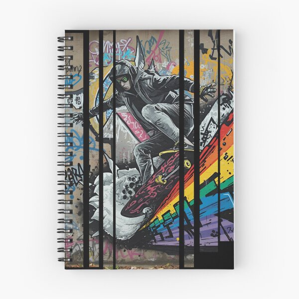 Item preview, Ride the Soundwave: un patinador surfea sobre una onda sonora gigante y colorida con auriculares puestos. designed and sold by Neon G.
