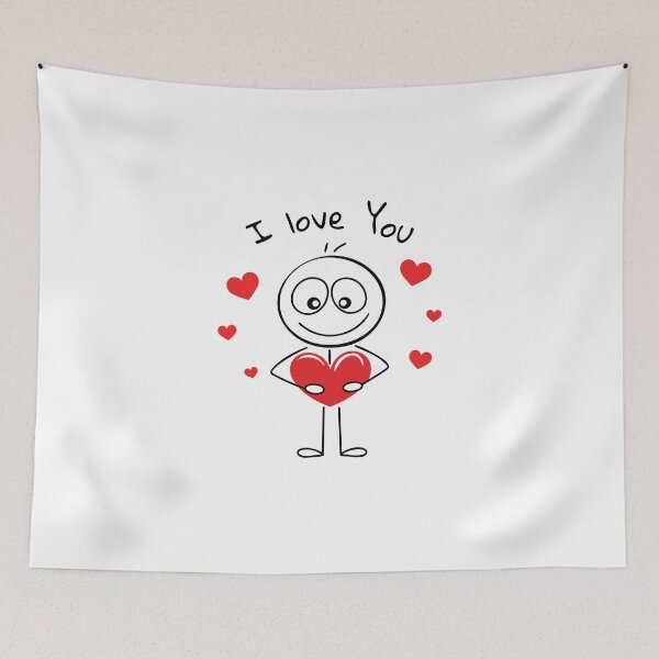 Item preview, Cute Stick Figure Holding Heart with Floating Hearts designed and sold by OneLook.