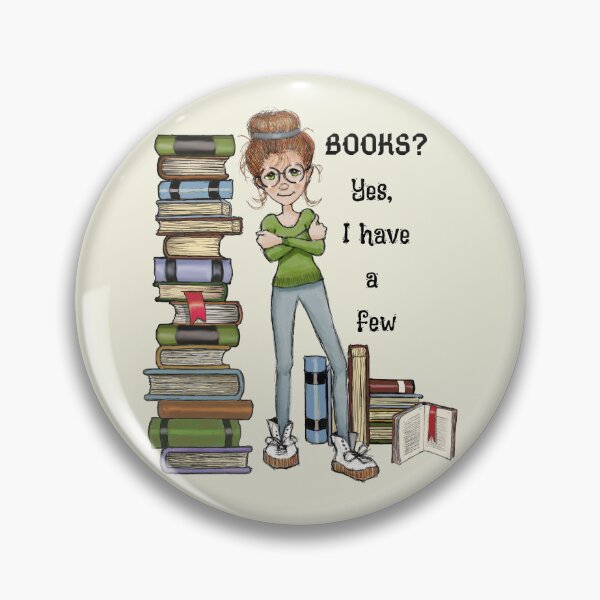 Item preview, Bookworm, Woman With Many Books, Humor, Illustration designed and sold by JoyfulWhimsy.