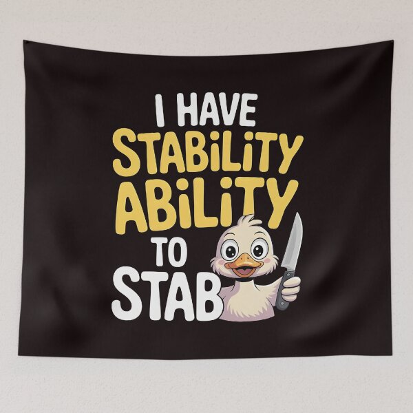 Item preview, I Have Stability Ability to Stab Duck Meme – Weird Duck Sarcastic Humor designed and sold by Redgiant87x.