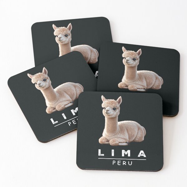 Item preview, Lama Alpaca Lima Peru Cute on Black designed and sold by PolaMaku.