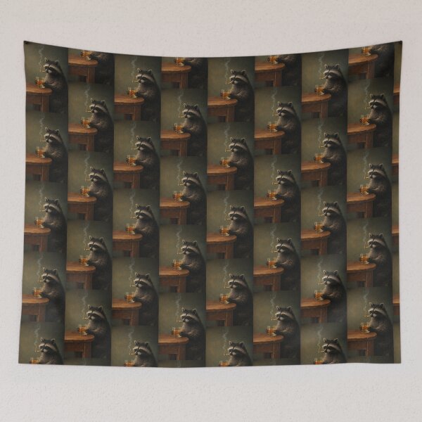 Item preview, Sophisticated Raccoon Drinking Whiskey Smoking designed and sold by TeeARTHY.