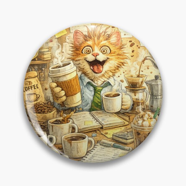 Item preview, Funny Cat Over Caffeinated Coffee Addict Humor designed and sold by DigitalMomy.