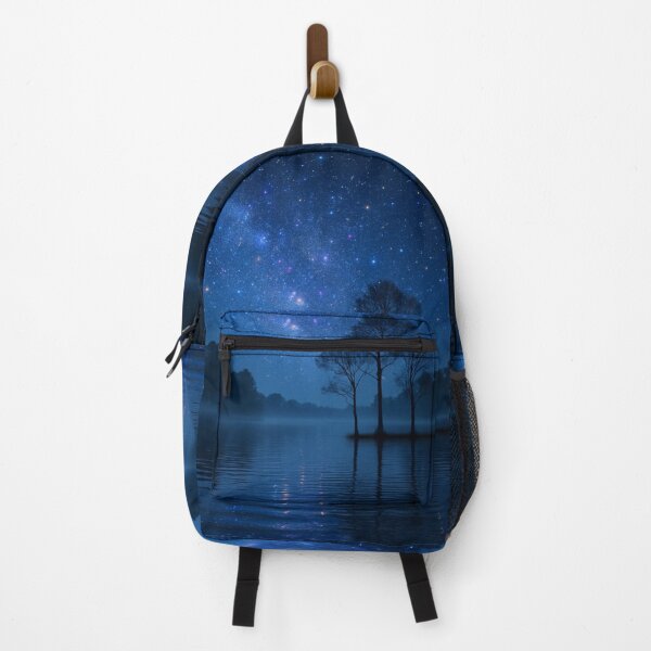 Item preview, Dark sky moody celestial starry night sky over tranquil lake designed and sold by hollycooper.