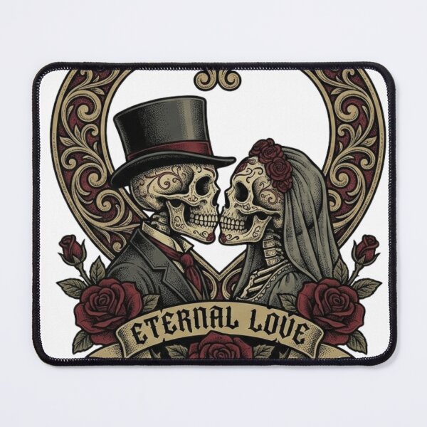 Item preview, Till Death Do Us Part Skull Couple Valentine T-Shirt – Gothic Love Skeleton Romance Design designed and sold by DevilsFashion.