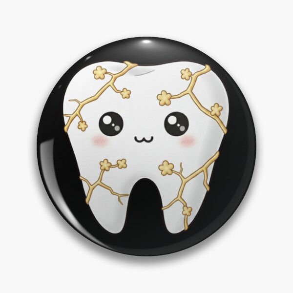 Item preview, Kawaii Floral Kintsugi Tooth- Cute Dental Art & Gold Design designed and sold by MBBialyPiksel.
