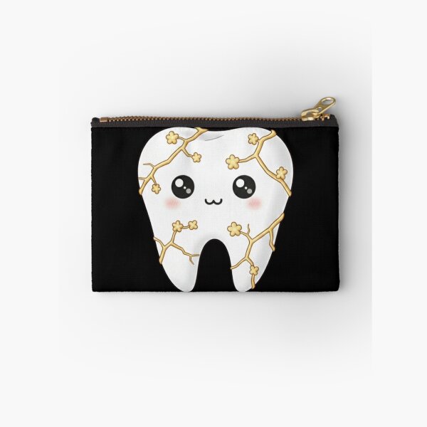 Item preview, Kawaii Floral Kintsugi Tooth- Cute Dental Art & Gold Design designed and sold by MBBialyPiksel.