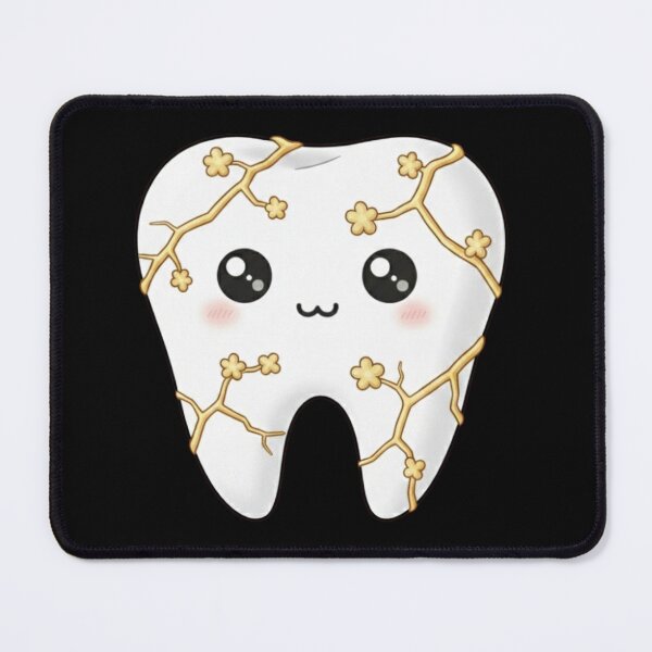 Item preview, Kawaii Floral Kintsugi Tooth- Cute Dental Art & Gold Design designed and sold by MBBialyPiksel.