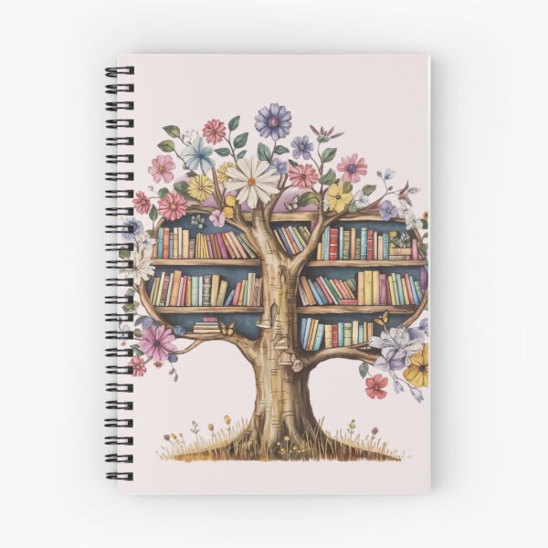 Item preview, tree with an unusual structure, its branches blossoming with a vibrant array of colorful flowers and books instead of leaves  designed and sold by 123ks.