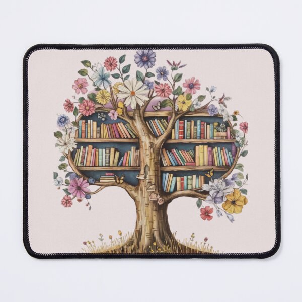 Item preview, tree with an unusual structure, its branches blossoming with a vibrant array of colorful flowers and books instead of leaves  designed and sold by 123ks.