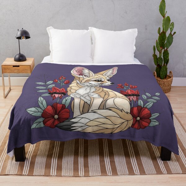 Item preview, Fennec Fox Stained Glass Botanical Illustration designed and sold by BirdsnStuff.