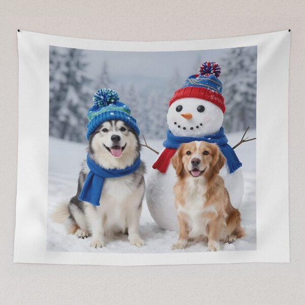 Item preview, Two dogs with a Snowman  designed and sold by MiaRose85.