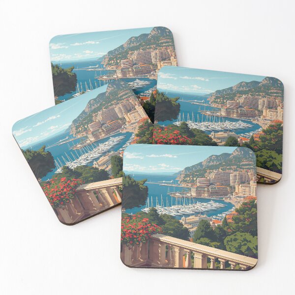 Item preview, Monaco Vintage Travel Illustration Luxury Harbor designed and sold by DigitalStudioZT.