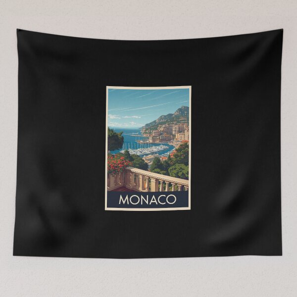 Item preview, Monaco Vintage Travel Illustration Luxury Harbor designed and sold by DigitalStudioZT.
