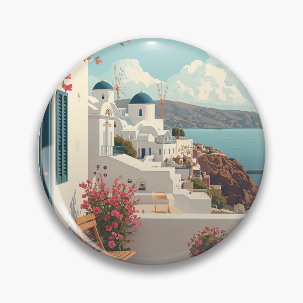 Item preview, Mykonos Vintage Travel Illustration Greek Island designed and sold by DigitalStudioZT.