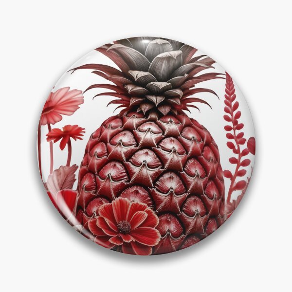 Item preview, Vibrant red pineapple surrounded by exotic flowers and leaves designed and sold by Creative88Art.