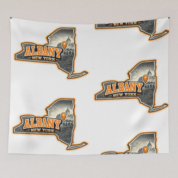 Item preview, Albany New York State Outline Map Label Design designed and sold by Item Geeks.