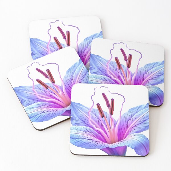 Item preview, Vibrant purple flower with blue petals and pink stamens designed and sold by Creative88Art.