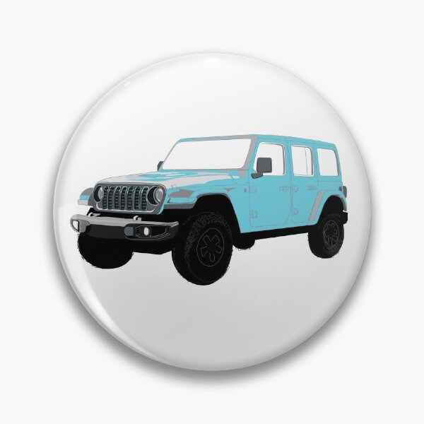 Item preview, Stylized Digital Illustration of a Light Baby Blue Four-Door Off-Road Utility Vehicle with classic Seven-Slot Grille Raised Suspension and All-Terrain Tires designed and sold by laughingwillows.