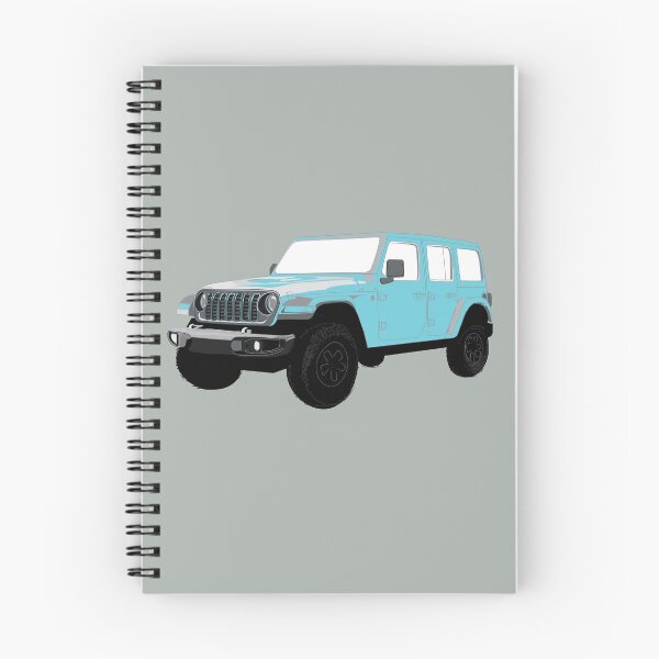 Item preview, Stylized Digital Illustration of a Light Baby Blue Four-Door Off-Road Utility Vehicle with classic Seven-Slot Grille Raised Suspension and All-Terrain Tires designed and sold by laughingwillows.