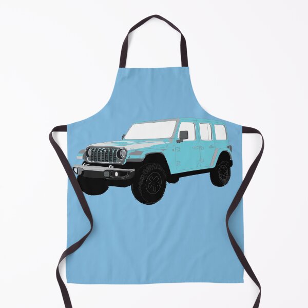 Item preview, Stylized Digital Illustration of a Light Baby Blue Four-Door Off-Road Utility Vehicle with classic Seven-Slot Grille Raised Suspension and All-Terrain Tires designed and sold by laughingwillows.