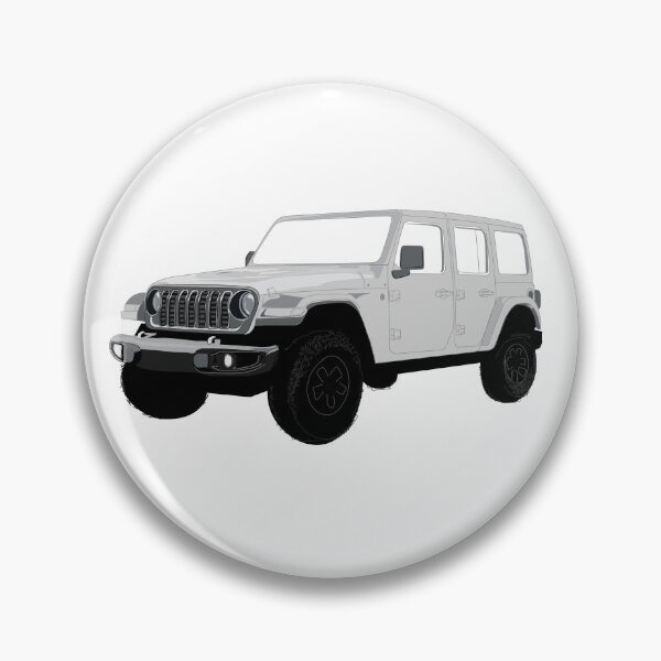 Item preview, Stylized Digital Illustration of a Light Grey Four-Door Off-Road Utility Vehicle with classic Seven-Slot Grille Raised Suspension and All-Terrain Tires designed and sold by laughingwillows.