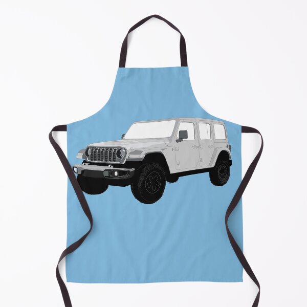 Item preview, Stylized Digital Illustration of a Light Grey Four-Door Off-Road Utility Vehicle with classic Seven-Slot Grille Raised Suspension and All-Terrain Tires designed and sold by laughingwillows.