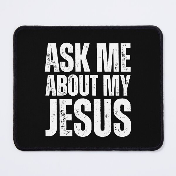 Item preview, Ask Me About My Jesus – Bold Christian Evangelism Design for Faith‑Driven Conversations White Distressed Font designed and sold by GFamilyC.
