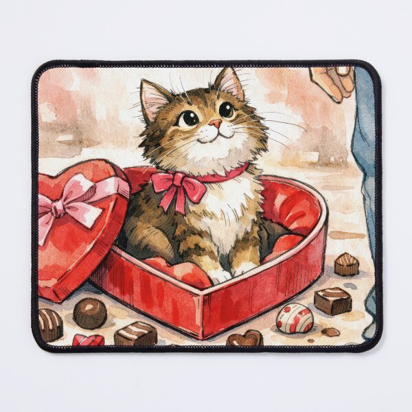 Item preview, Cat Sitting In a Valentine Chocolate Candy Box designed and sold by Maria Dryfhout.