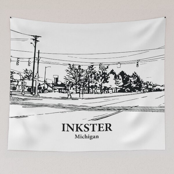 Item preview, Inkster MI - Ink Cityscape Illustration designed and sold by Lakeric Cityscapes.