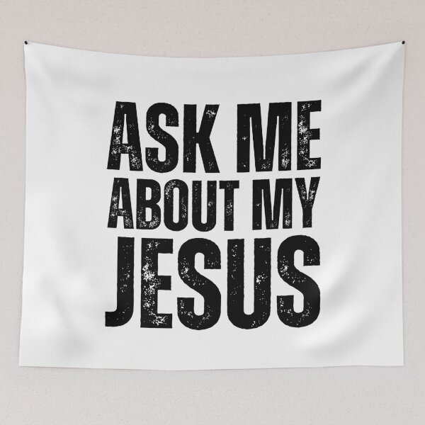 Item preview, Ask Me About My Jesus – Bold Christian Evangelism Design for Faith‑Driven Conversations Black Distressed Font designed and sold by GFamilyC.