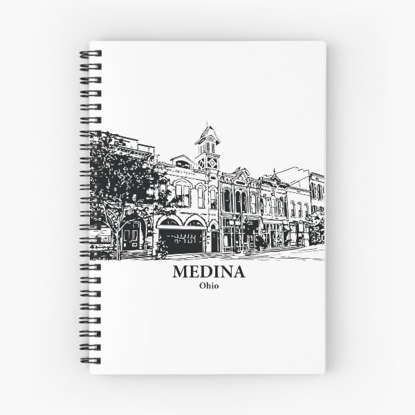 Artikelvorschau, Medina, Ohio – Tuschezeichnung einer Stadtlandschaft entworfen und verkauft von Lakeric.