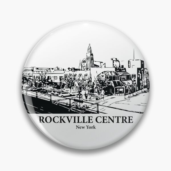Artikelvorschau, Rockville Centre, NY – Stadtbildillustration (Tusche) entworfen und verkauft von Lakeric Cityscapes.
