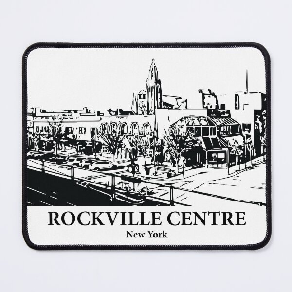Item preview, Rockville Centre NY - Ink Cityscape Illustration designed and sold by Lakeric Cityscapes.