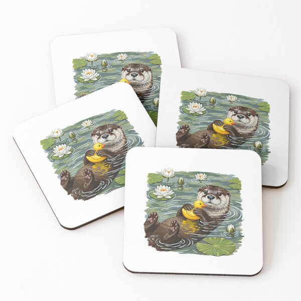 Item preview, Cute Sea Otter Floating with Rubber Duck designed and sold by TeeARTHY.