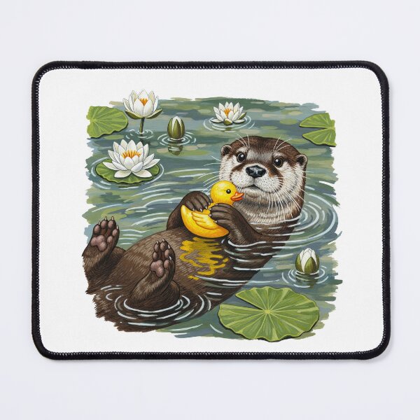 Item preview, Cute Sea Otter Floating with Rubber Duck designed and sold by TeeARTHY.