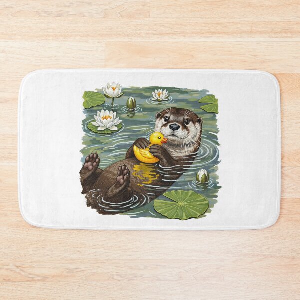 Item preview, Cute Sea Otter Floating with Rubber Duck designed and sold by TeeARTHY.