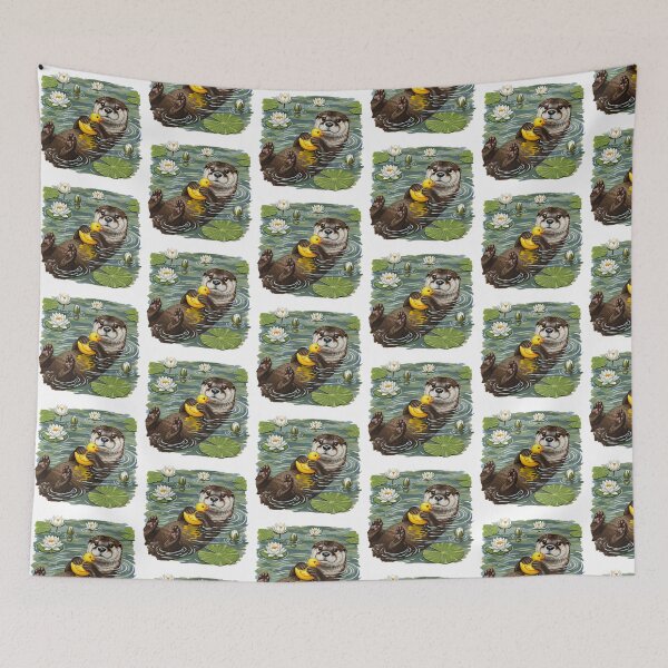 Item preview, Cute Sea Otter Floating with Rubber Duck designed and sold by TeeARTHY.